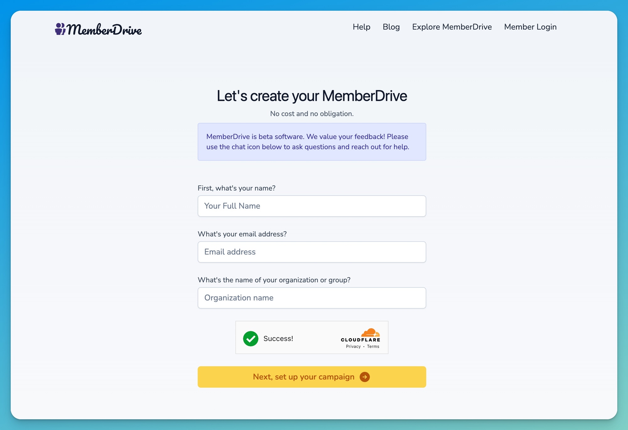 Let's create your MemberDrive