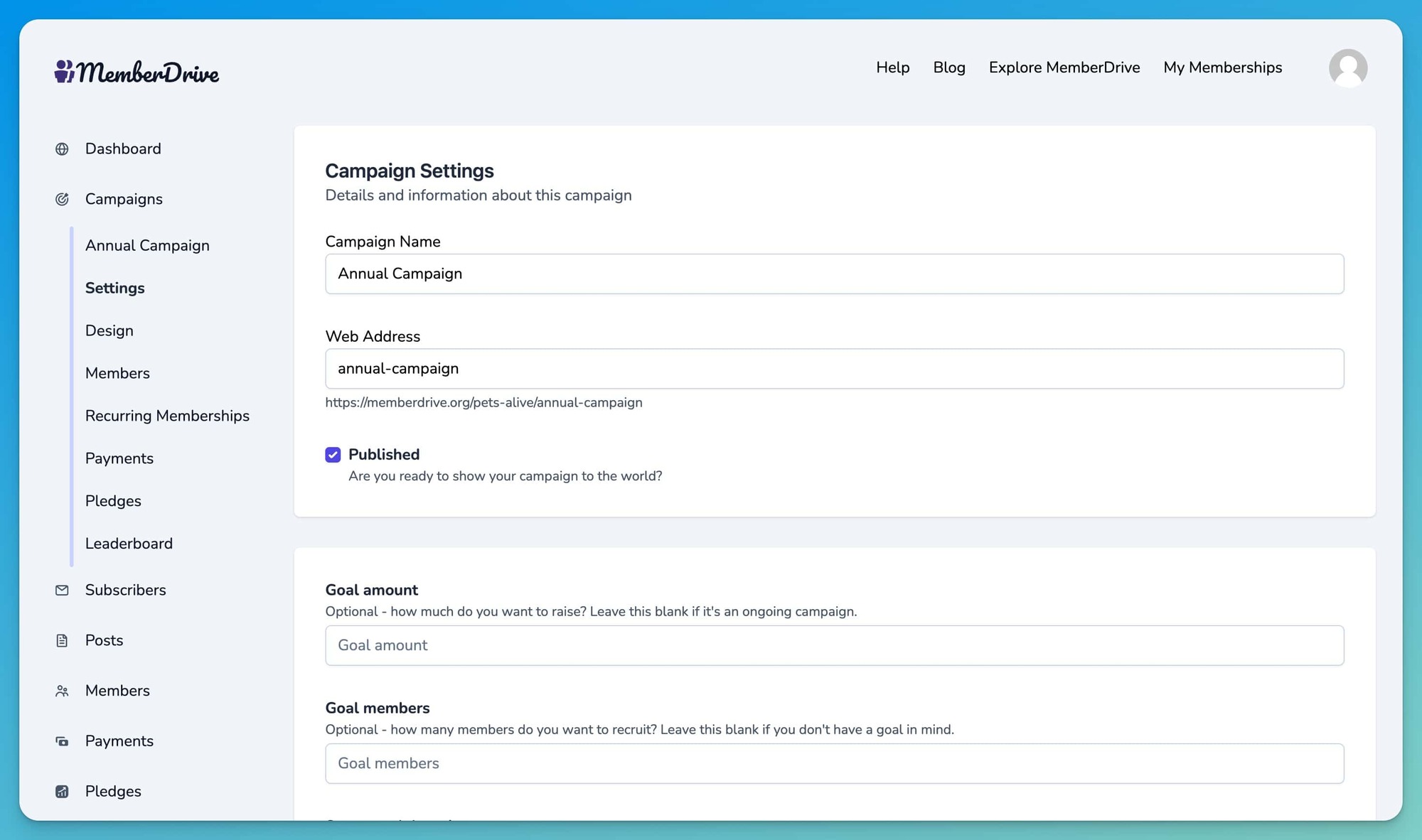 Campaign Setup Publish