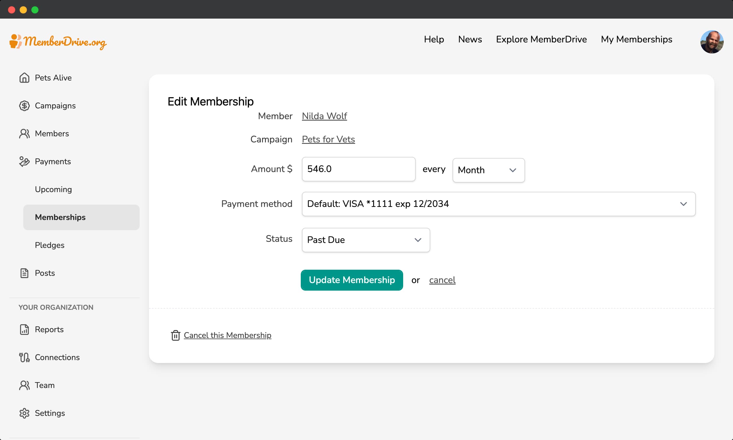 Edit Membership