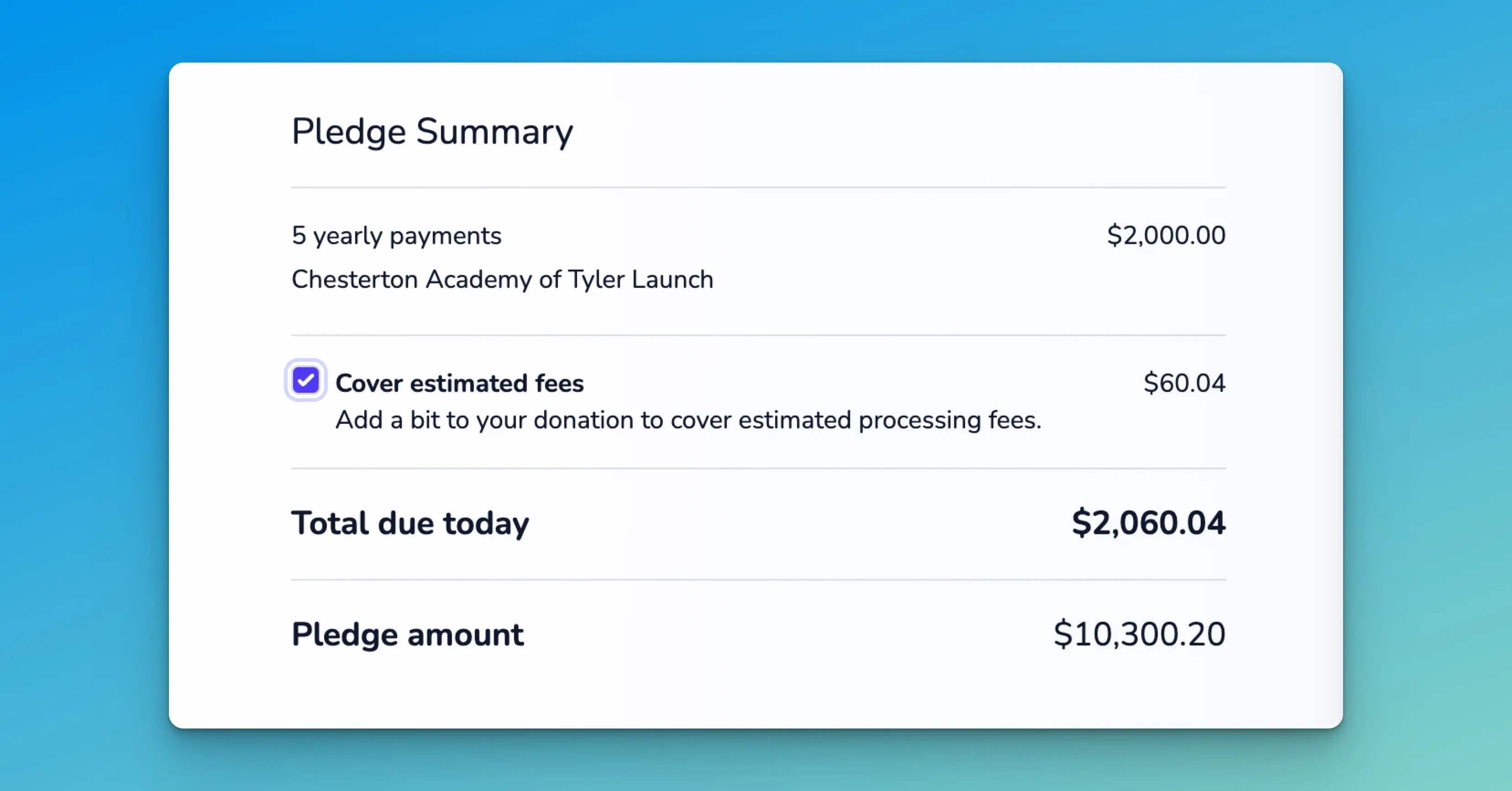MemberDrive dashboard pledges page