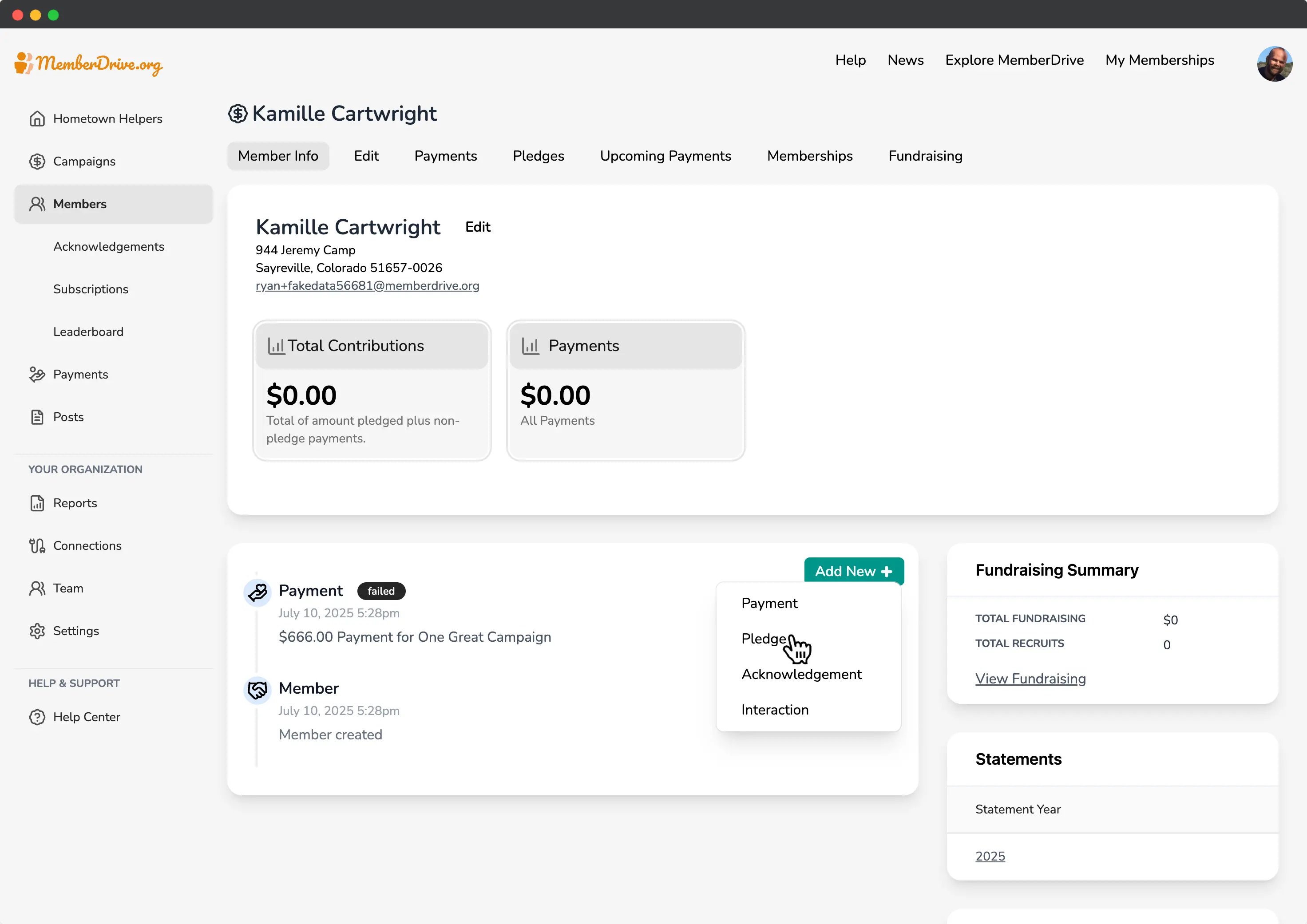 MemberDrive dashboard members page