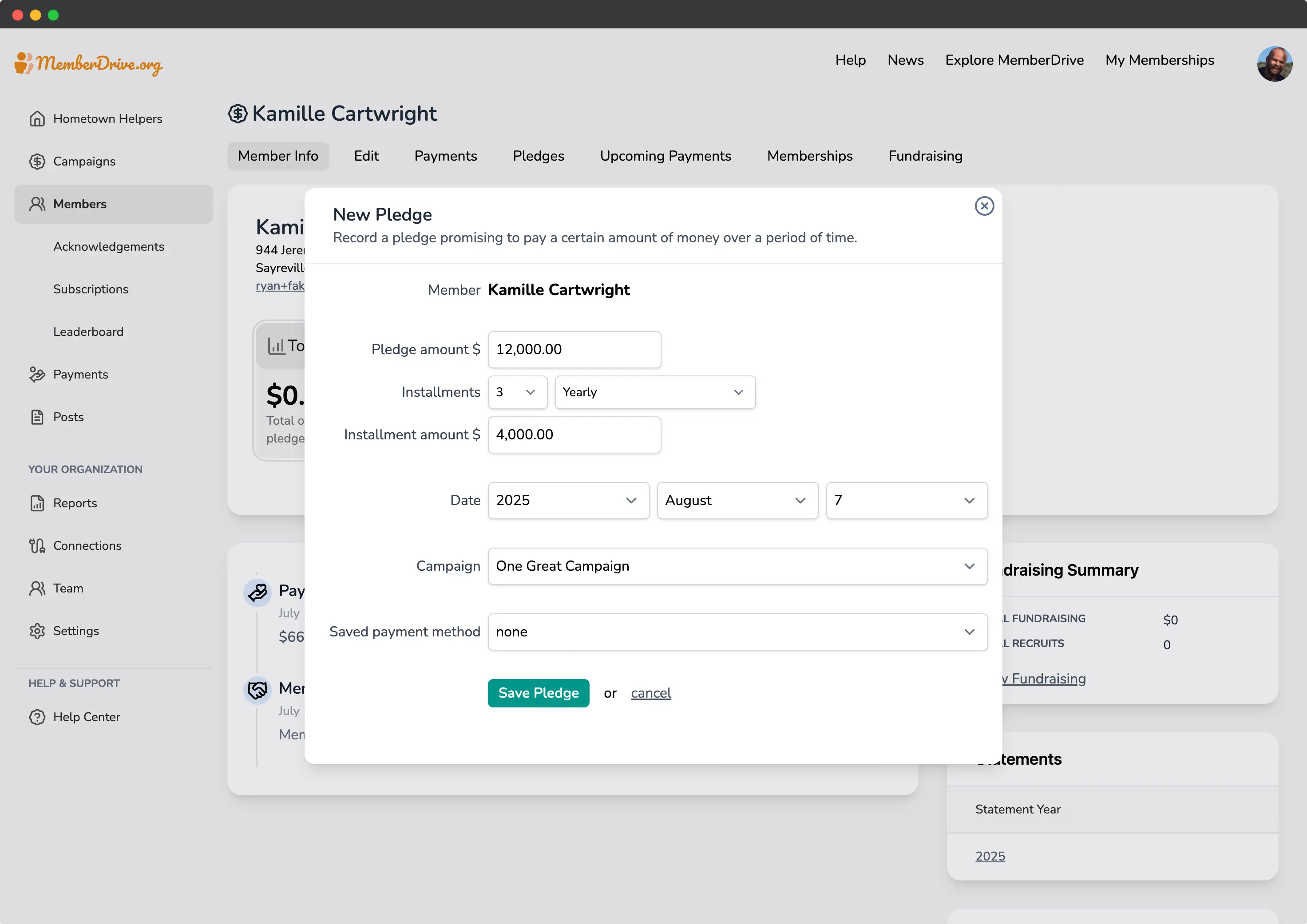 MemberDrive dashboard members page