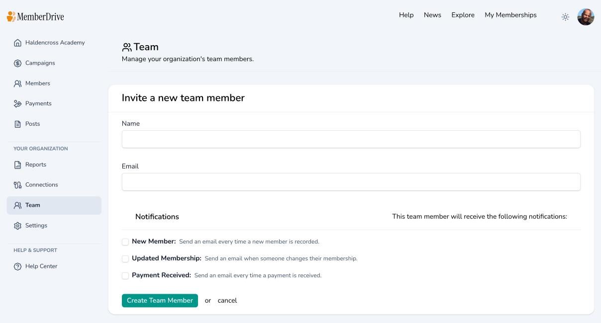 Invite a new team member