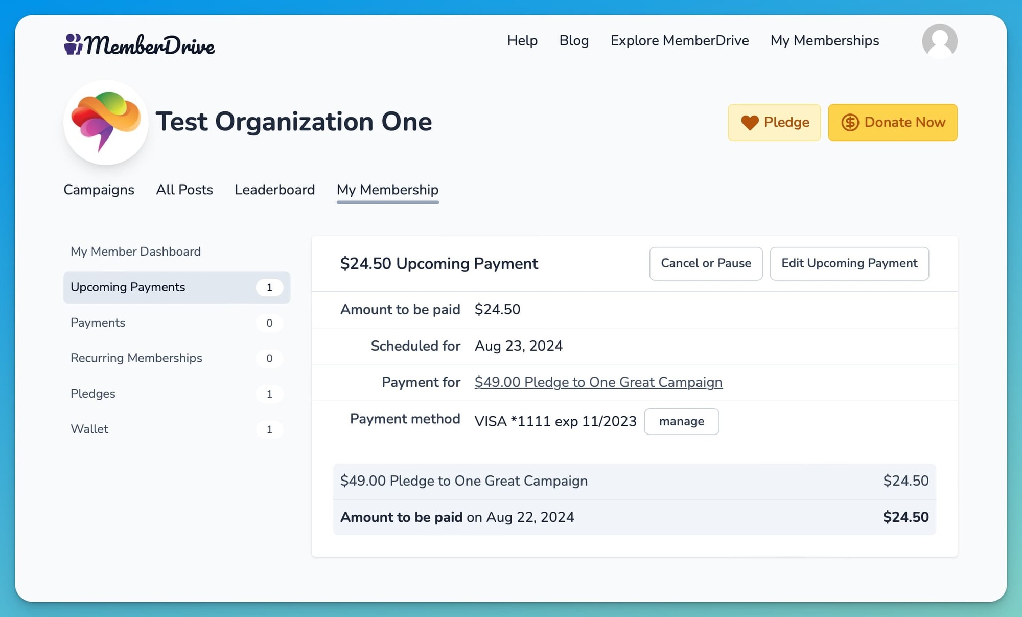 Upcoming Payment